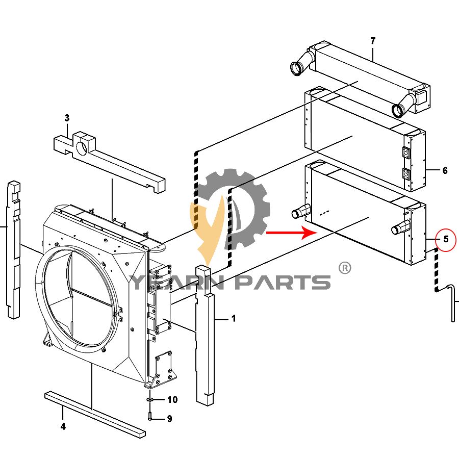 Water Tank Radiator VOE17202905 for Volvo EC160D EC180D Excavator