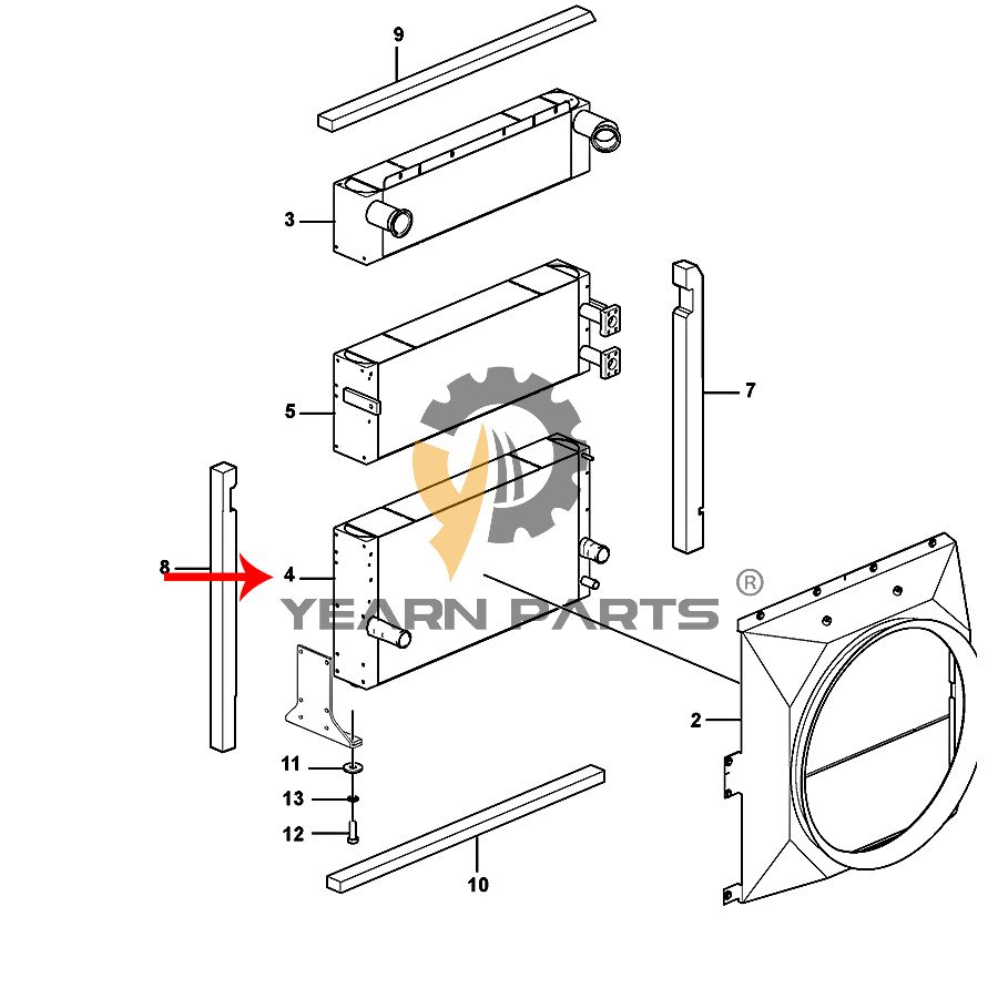 Water Tank Radiator VOE17208018 for Volvo ECR235D Excavator