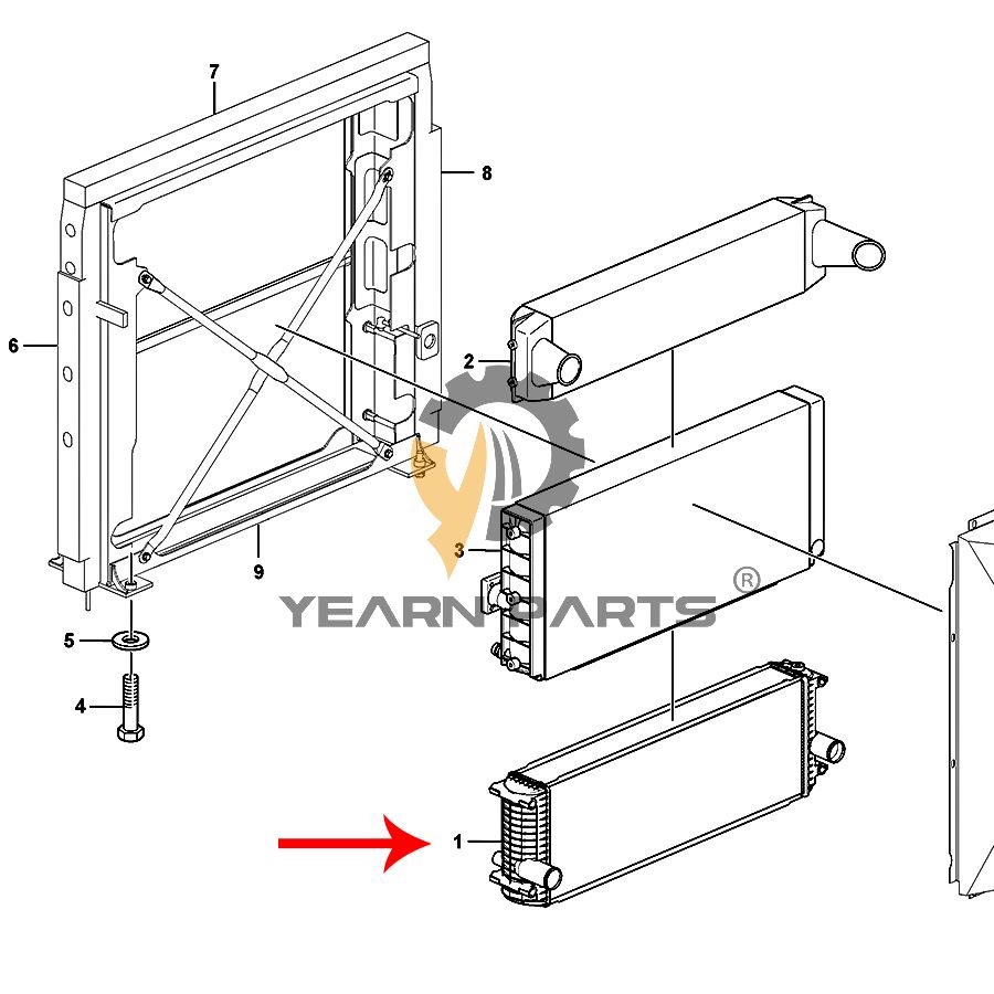 Water Tank Radiator VOE17264508 VOE17481308 for Volvo EC350D Excavator