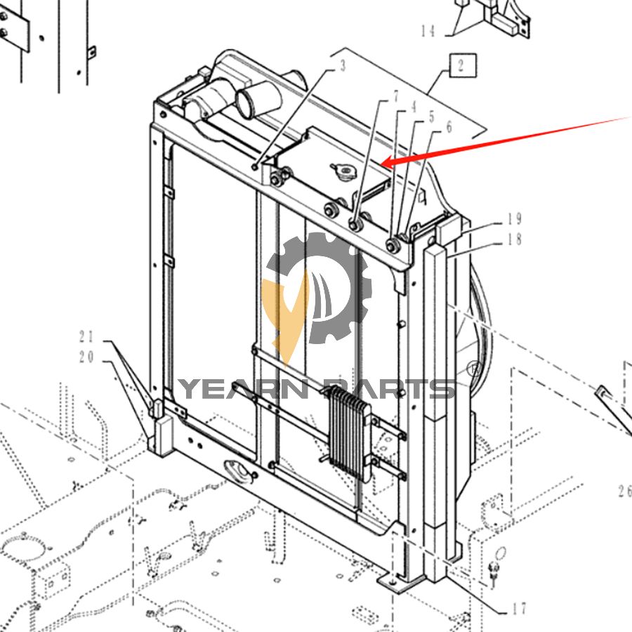 Water Tank Radiator YF05P00012F2 for Kobelco 230SR-3 260SR-3 Excavator