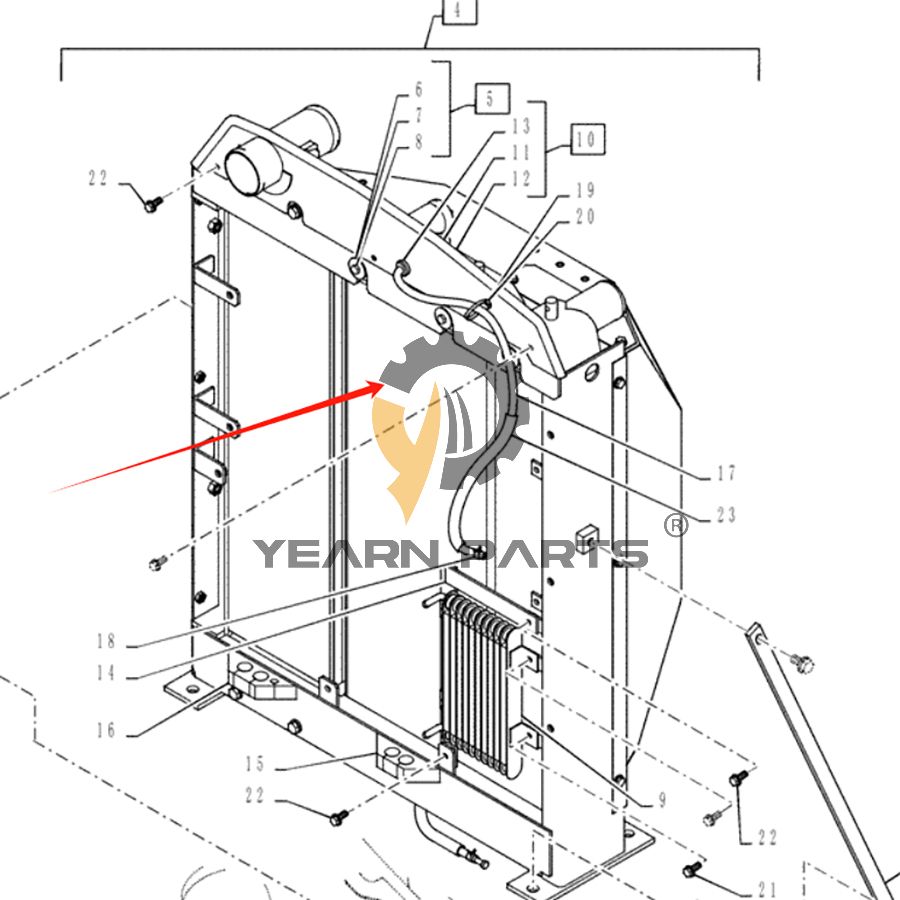 Water Tank Radiator YY05P00061F1 for Kobelco ED160 BLADE 140SR-3 Excavator