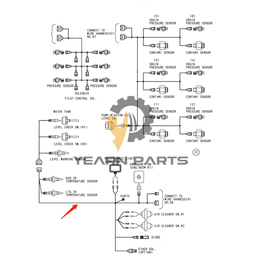 Wiring Harness (R) 3113498 for Hitachi Excavator EX5500-6 EX5600-6BH EX5600-6LD