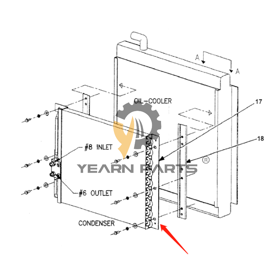 AC Condenser 24100P4816S017 for Kobelco Excavator ED180 SK115DZ-4 SK130-4 SK200-4 SK210-4 SK220-4 SK250-4