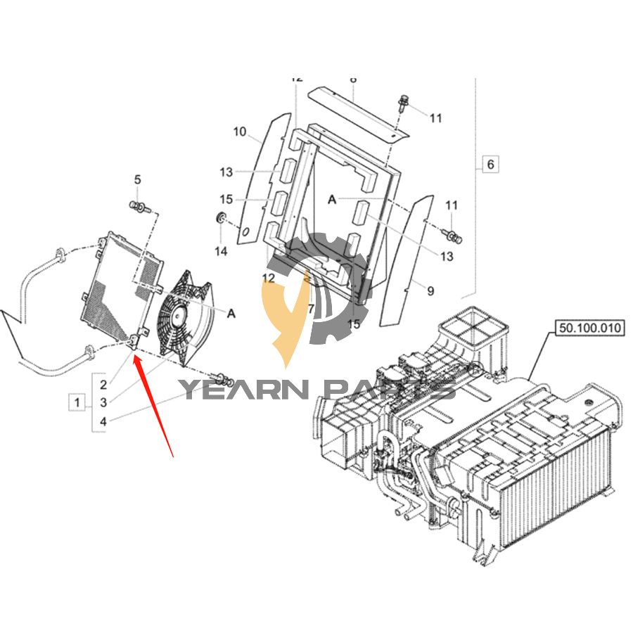 AC Condenser XKAN-00042 for Hyundai Excavator R55-9 R55-9A R55W-9 R55W-9A R60-9S R60W-9S