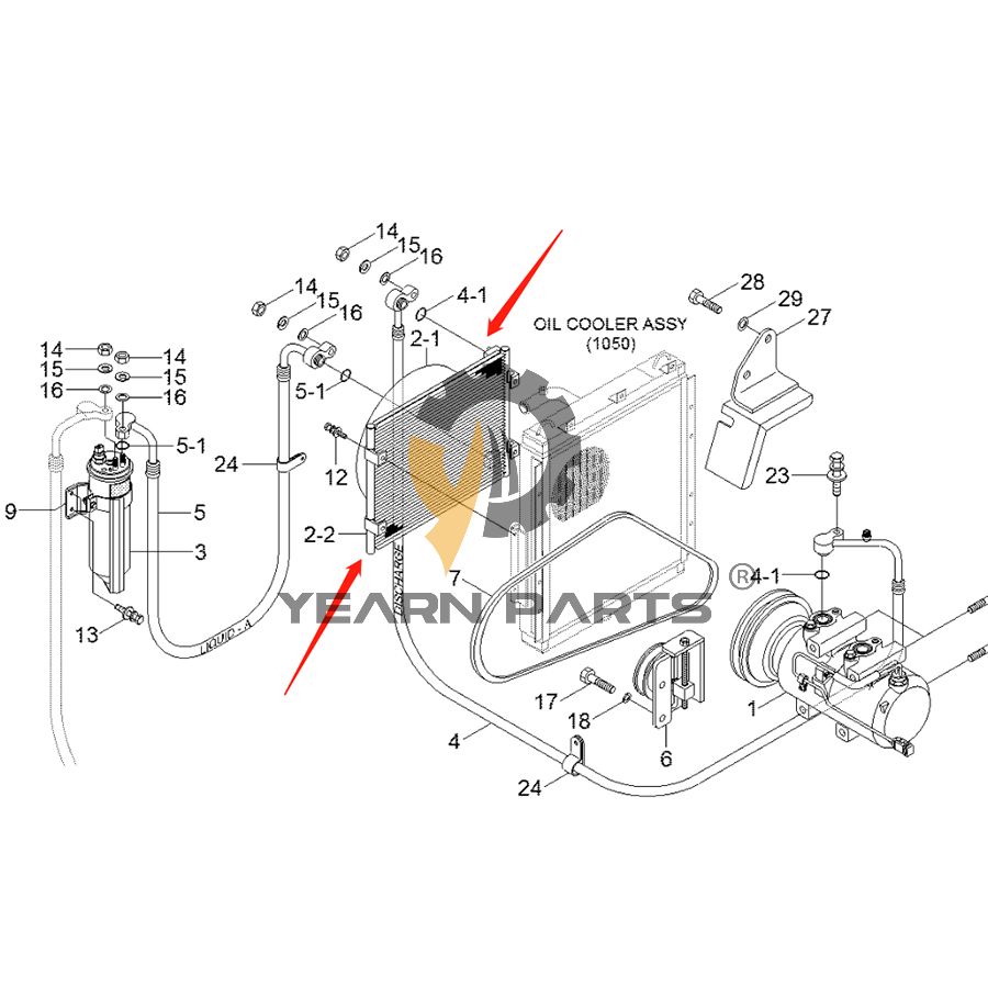 AC Condenser XKAN-00105 for Hyundai Excavator R80-7A