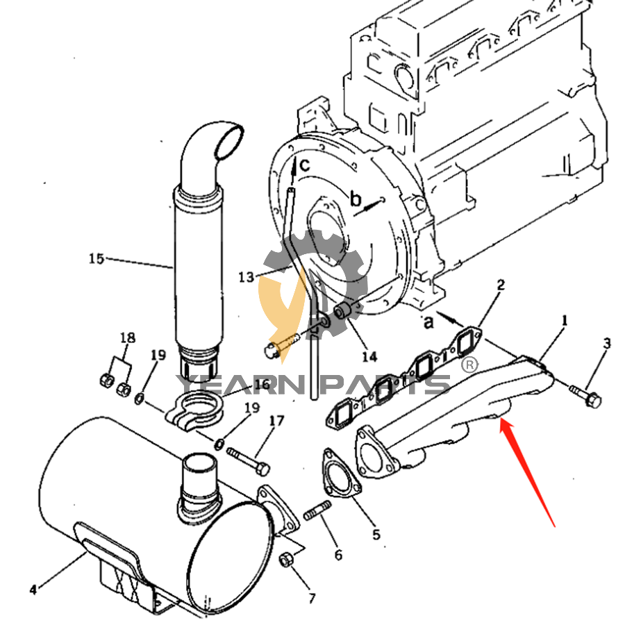 Exhaust Manifold 6204-11-5120 for Komatsu Excavator PC60-3 PC60LC-3 Engine 4D95