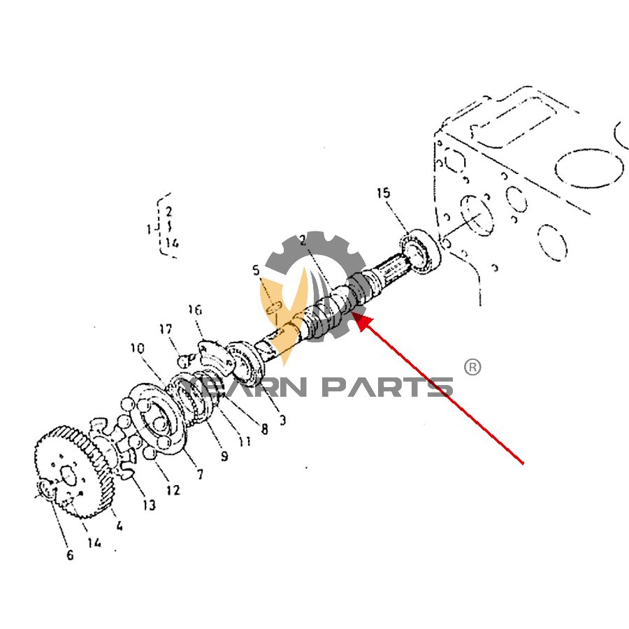 Fuel Injection Pump Camshaft 15471-1617-0 for Hyundai HSL600 Loader with Kubota V1903E Engine