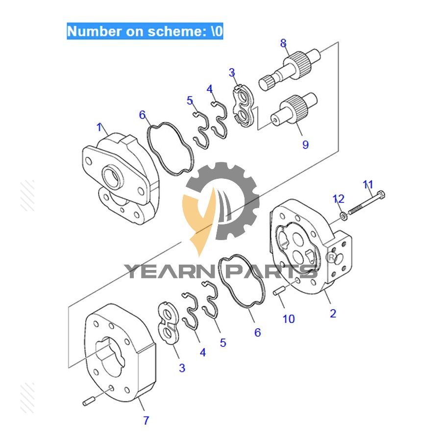Gear Pump 705-22-30150 for Komatsu Excavator PC110R-1 PC75UD-3 PC75US-3 PC75UU-3 PC95R-2 PW110R-1 PW95R-2