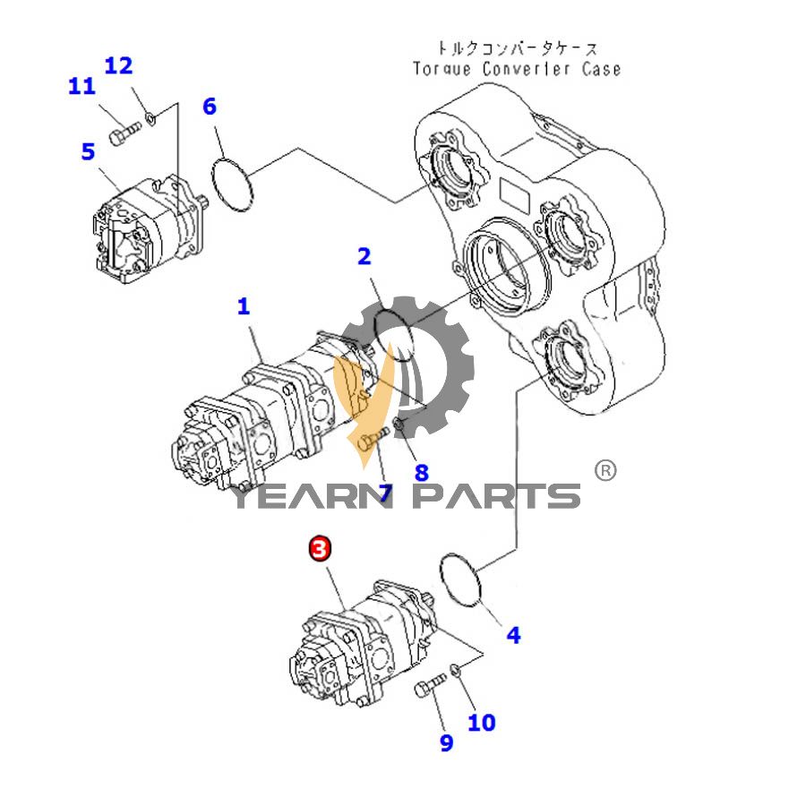 Hydraulic Gear Pump 705-52-31210 for Komatsu Dump Truck HM350-1 HM350-1L