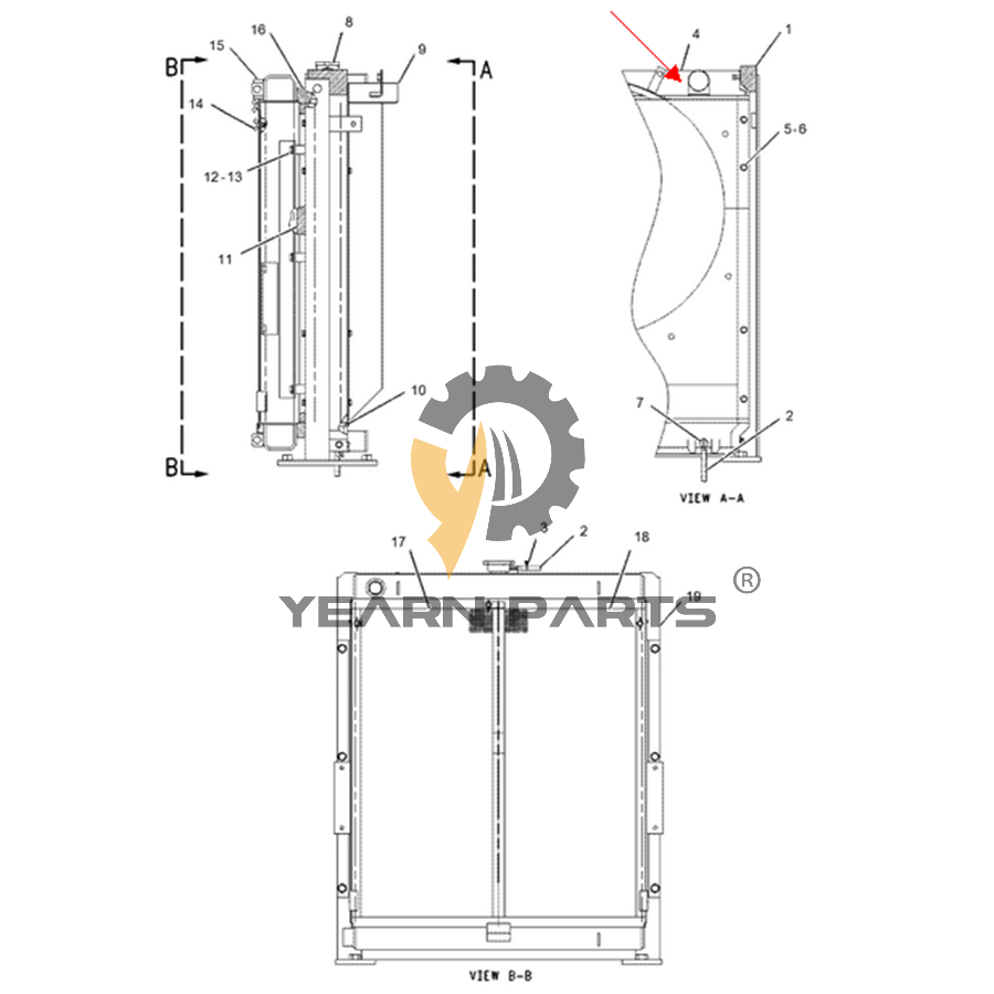 water-radiator-core-ass-y-190-5807-1905807-171-9008-1719008-for-caterpillar-excavator-cat-318b-l-318b-ln-engine-3046