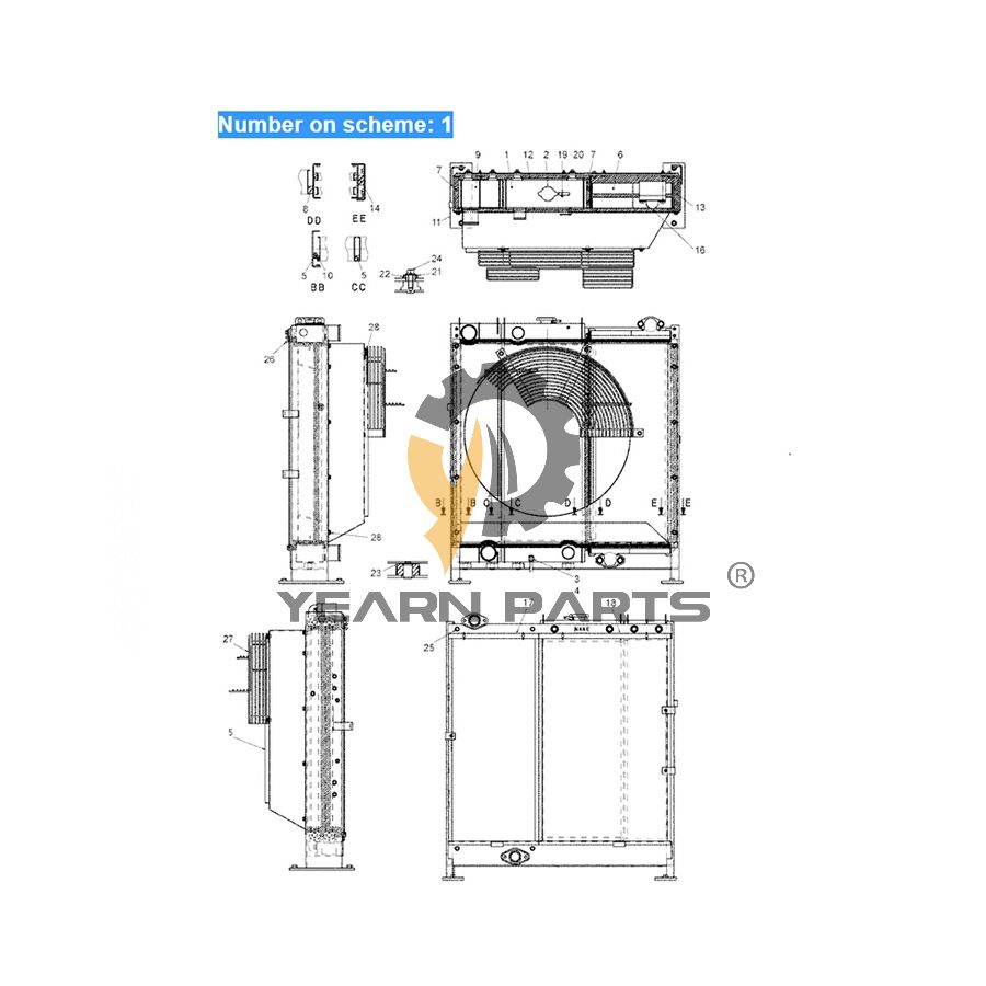 water-tank-radiator-ass-y-ym05p00019s001-for-kobelco-excavator-ed195-8-sk170-8-sk170-9