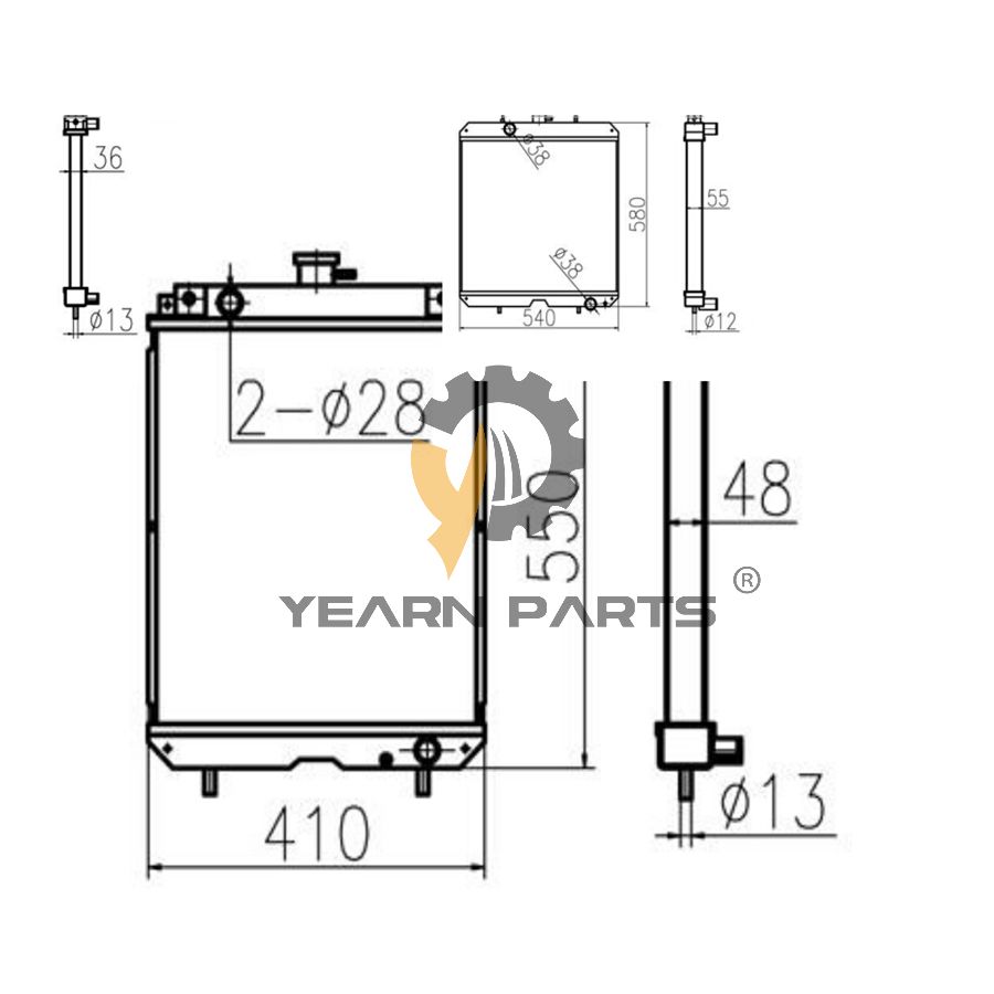 Water Tank Radiator Core ASS'Y 129417-44500 12941744500 for Yanmar Excavator US50