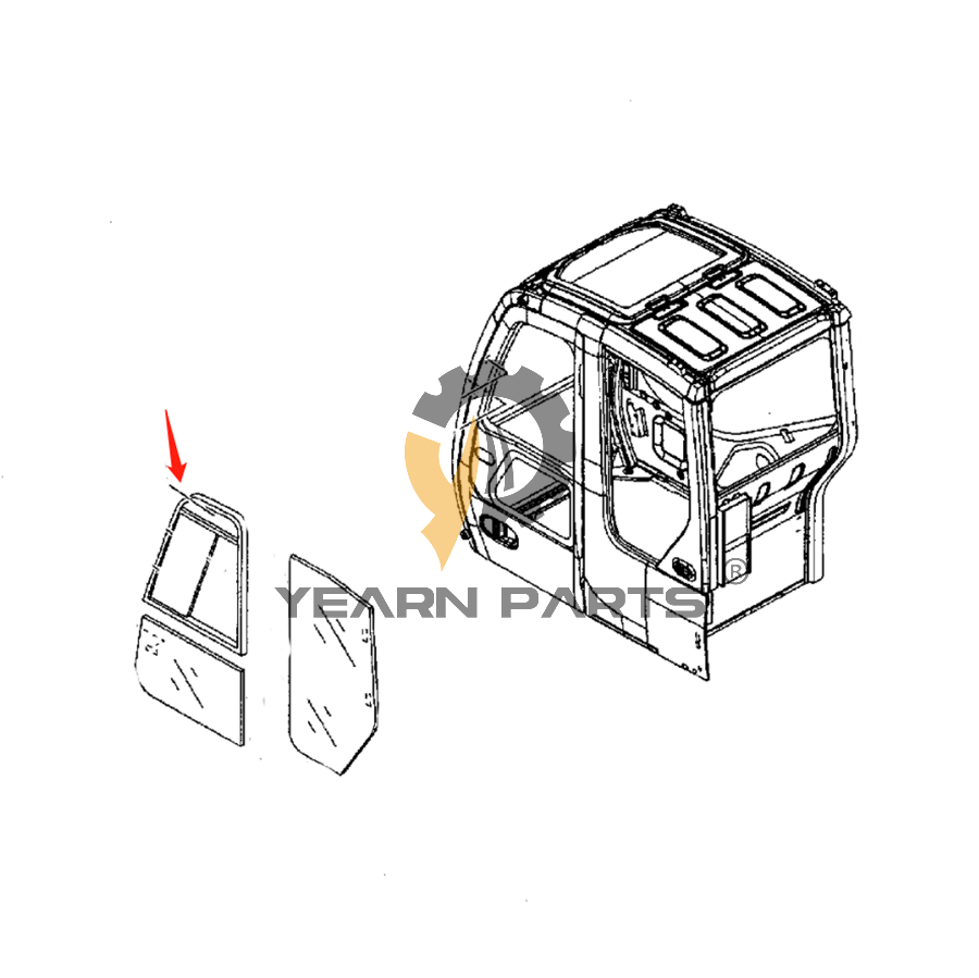 Upper Above Slide Glass 4457175 for Hitachi Excavator ZX125US ZX135US ZX160 ZX185USR ZX225US ZX70 ZX85US-HCME