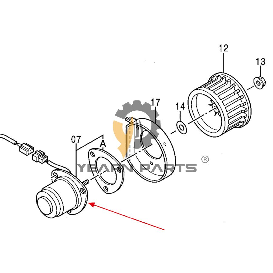 Fan Blower Motor 4446212 4329854 for Hitachi EX18-2 EX22-2 EX27U EX30U EX33U EX35U ZX17U-2 ZX27-3 ZX27U ZX30 ZX35