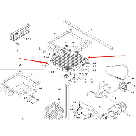 A/C Condenser 11S7-90350 for Hyundai Loader HSL650-7 HSL650-7A HSL800-7 HSL850-7A