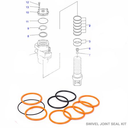 Center Joint Seal Kit 2480-6043KT for Doosan Daewoo SOLAR 130LC-V SOLAR 150LC-V SOLAR 155LC-V SOLAR 170-III SOLAR 170LC-V SOLAR 175LC-V Excavator