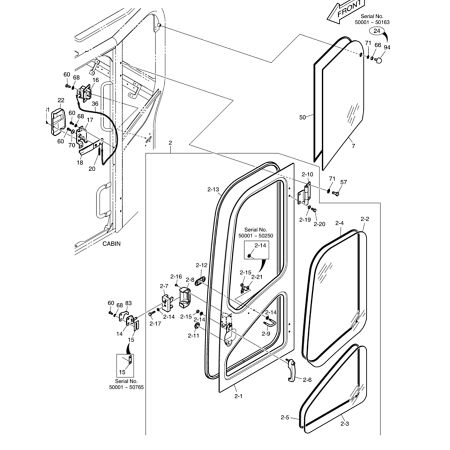 Door ASSY K1033220C K1029374E for Doosan DX60R DX80R