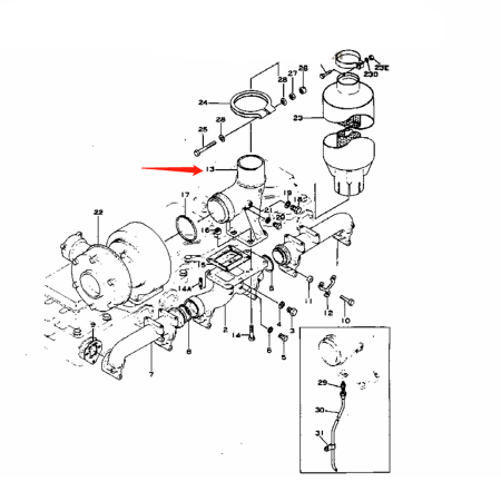 Buy Elbow 6127-81-2822 6127-81-2821 for Komatsu Bulldozer D150A-1 D155A-1 D95S-1 Engine S6D155-4 from soonparts online store