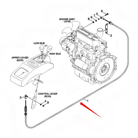 Cable de control del motor 11MJ-60010 para excavadora Hyundai R16-9 R16-9 NH R16-9 CA
