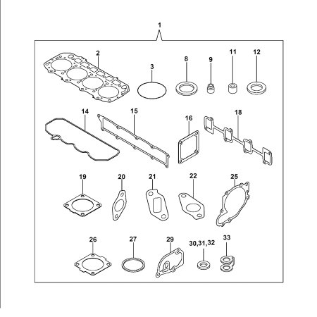 Engine Gasket Kit XJAU-01371 XJAU01371 for Hyundai Excavator R55-9A R55W-9A R60CR-9A R80CR-9A