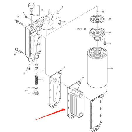 Radiador de óleo do motor K9002561 para escavadeira Doosan Daewoo DL400