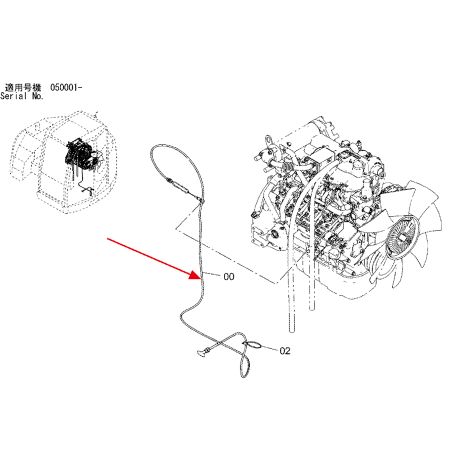 Engine Stop Cable 4670954 for Hitachi ZX75UR-3 ZX75US-3 ZX75USK-3 ZX85US-3 ZX85USB-3 Excavator
