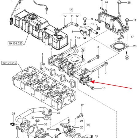 Abgaskrümmer XJAU-01239 für Case CX57C CX60C Bagger mit Yanmar 4TNV98C Motor