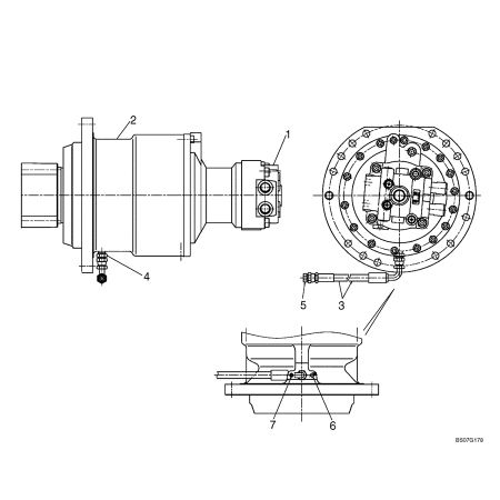 محرك التأرجح الأيسر Assy LS15V00023F1 لحفارة Kobelco SK485-8