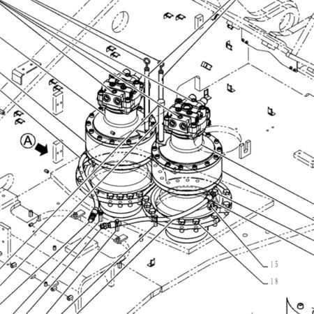 Левый поворотный двигатель в сборе LS15V00026F1 для экскаватора Kobelco SK485-9 SK485LC-9