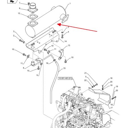 Silencieux KAH13200 pour boîtier CX75C SR CX80C, pelle, moteur Isuzu 4LE2