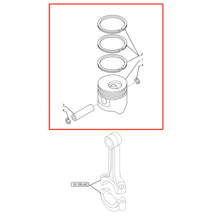 Piston Set 47543930 VI8980952150 VI8943699050 for Case CX75C SR Isuzu Engine AP-4LE2XASS01