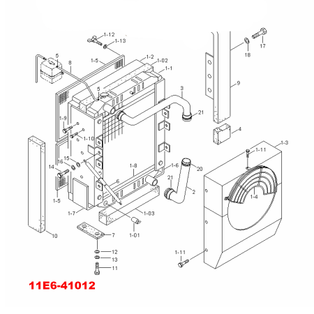 Radiator Ass'y 11E6-41011 11E6-41012 for Hyundai Excavator R130LC-3