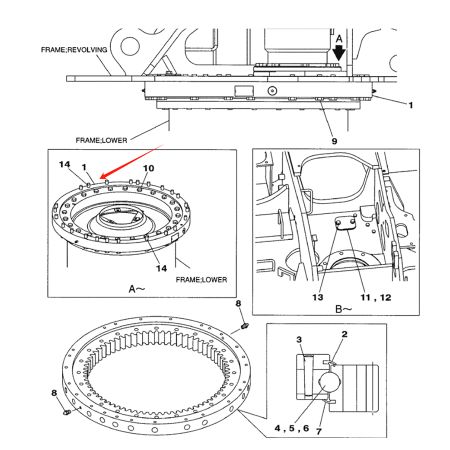 Schwenklager KAB10010 für Case CX75C SR CX80C CX75SR CX80 Bagger