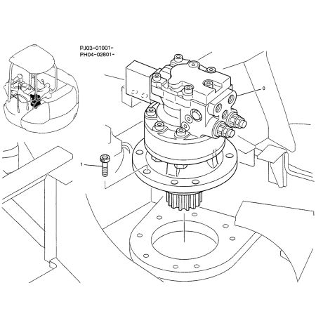 Поворотный двигатель в сборе PH32W00003F1 для экскаватора Kobelco SK45SR-2 SD40SR SK40SR
