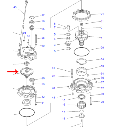 Swing Port Reduction Shaft Gear 201-26-51120 2012651120 for Komatsu Excavator PC60-5 PC60L-5