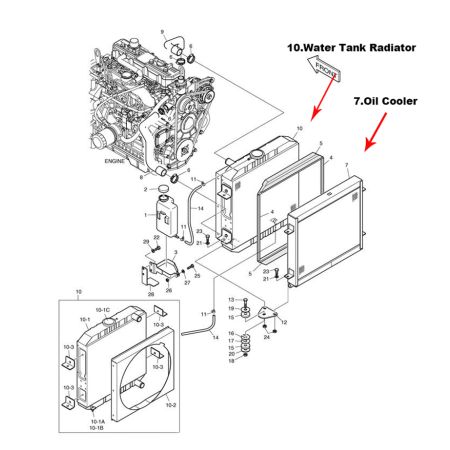 Buy Water Tank Radiator Core K1022356 for Doosan Daewoo Skid Steer Loader 440 PLUS DSL 702 from soonparts online store