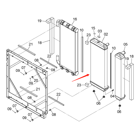 Water Tank Radiator ASS'Y 4720129 for Hitachi Excavator ZH200-A ZH200LC-A ZX250LC-5B ZX250LCN-5B ZX290LC-5B ZX290LCN-5B