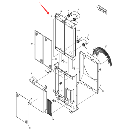 Water Tank Radiator Core 440211-00309 44021100309 for Doosan Excavator DX340LC-3 DX350LC-3 