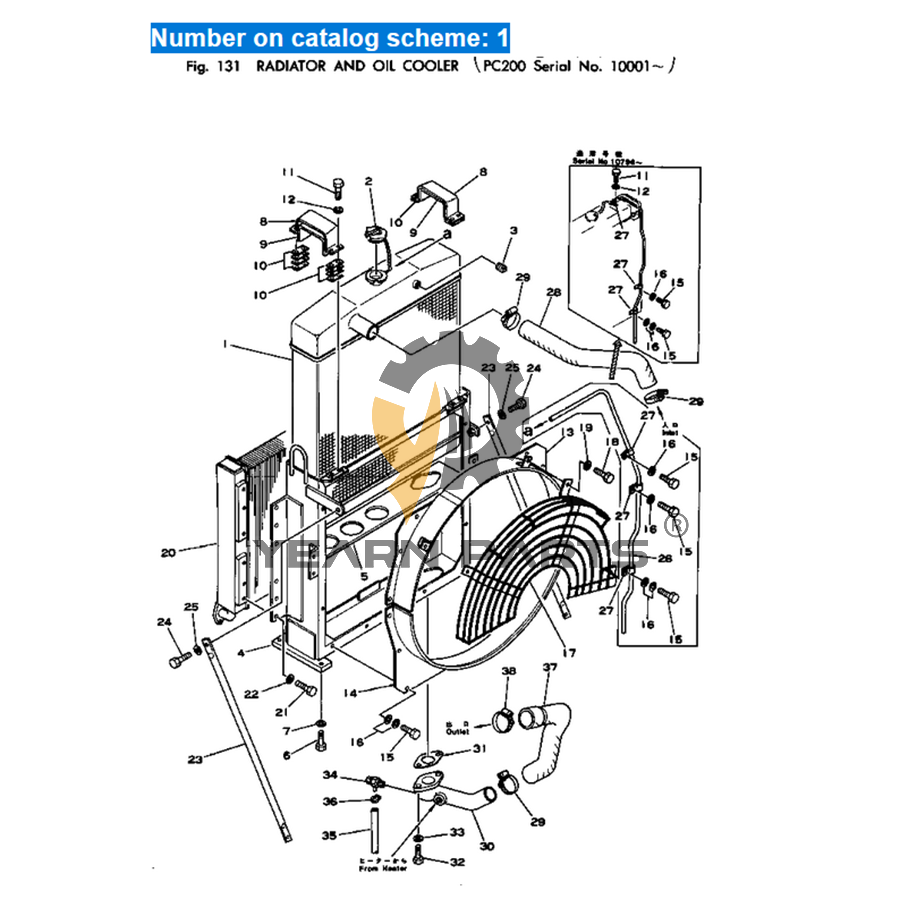 Water Radiator Core ASS'Y 205-03-51100 205-03-00012 205-03-00013 for Komatsu Excavator PC200-1