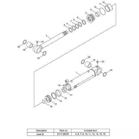 Cylindre de lame ASSY 31MH-40041 pour Hyundai R35Z-7 R35Z-7A