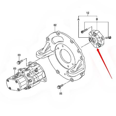 Acoplamento 4440033 para escavadeira Hitachi EX20U-3 EX20UR-3 ZX20U ZX20UR