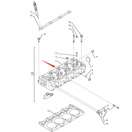 Buy Cylinder Head VI8982086680 for Case Excavator CX75C SR Isuzu Engine AP-4LE2XASS01 at yearnparts