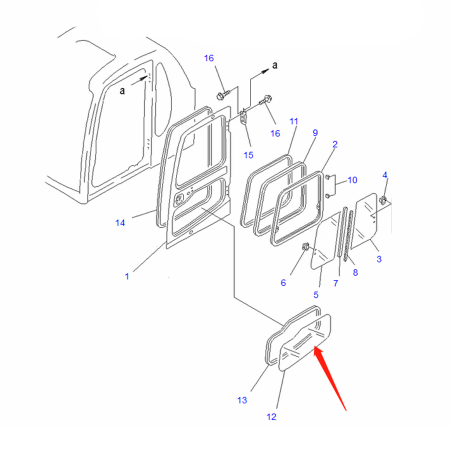 Door Upper Front Slider Glass  20Y-54-35831 for Komatsu Excavator PC100-6 PC120-6 PC200-6 PC450-6 PC60-7 PC70-7
