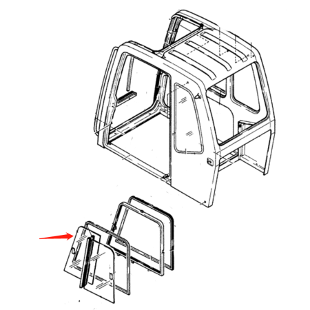 Door Upper Front Slider Glass 2427U1356 for Kobelco Excavator ED180 MD140C MD200C MD240C SK100-3 SK120-3 SK130 SK200-3 SK220-3 SK60