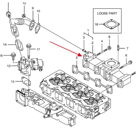  Coletor de escape K9006085 para Doosan Daewoo DX75-9C 450 PLUS_TIER-3 460 PLUS_TIER-3 B55W-2 DX55 DX55W DX60R DX75-5B DX80R E55W E60 E80 SOLAR 75-V Escavadeira