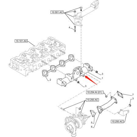 Buy Exhaust Manifold VI8980305661 for Case Excavator CX75C SR Isuzu Engine AP-4LE2XASS01 at yearnparts