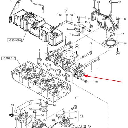 ヤンマー 4TNV98C エンジン搭載ケース CX57C CX60C 掘削機用エキゾーストマニホールド XJAU-01239