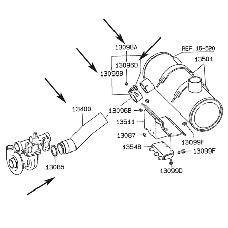 Exhaust System Pipe VAME158079 + Clam VAME058079+ Piston Ring Set VAME053533 for Kobelco SK480LC SK480LC-6E Excavator