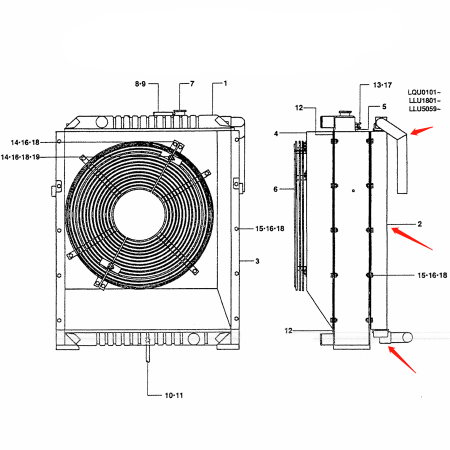 Hydraulic Oil Cooler LQ05PU0002S002 for Kobelco Excavator SK220-4 SK220LC-4 SK250-4 SK250LC-4 SK250NLC-4 SK270LC-4