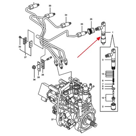 Inyector 7007328 para excavadora Bobcat E60 E55W